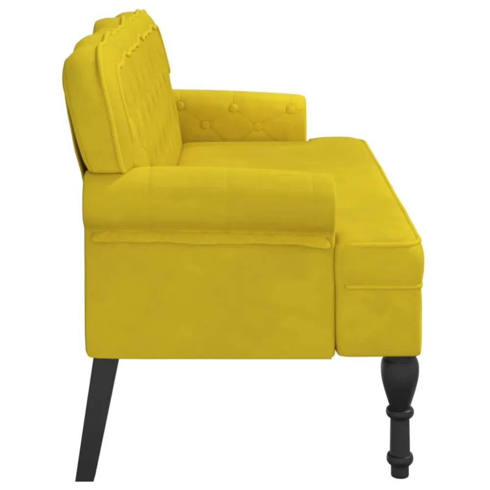 Panca con Schienale Gialla 119,5x64,5x75 cm Velluto