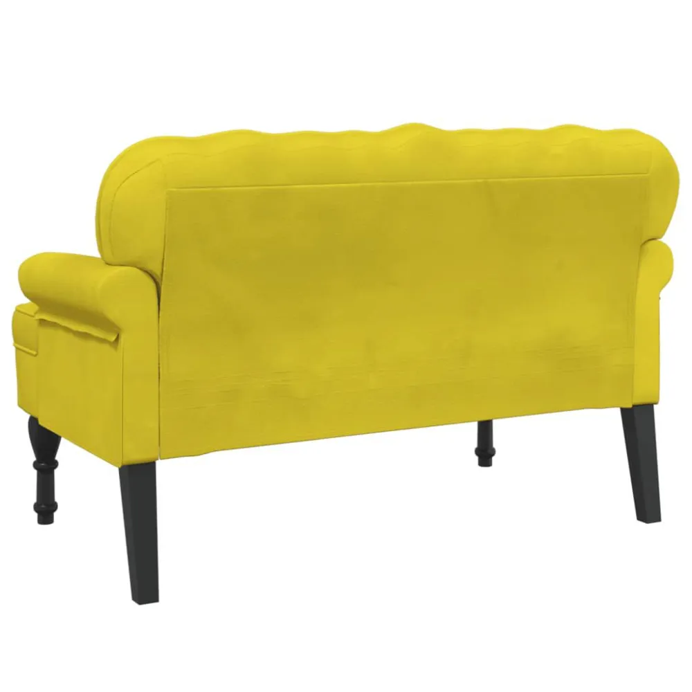 Panca con Schienale Gialla 119,5x64,5x75 cm Velluto
