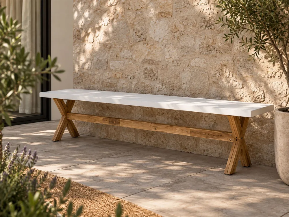Panca da Giardino Garden Bench OLBIA Concrete White