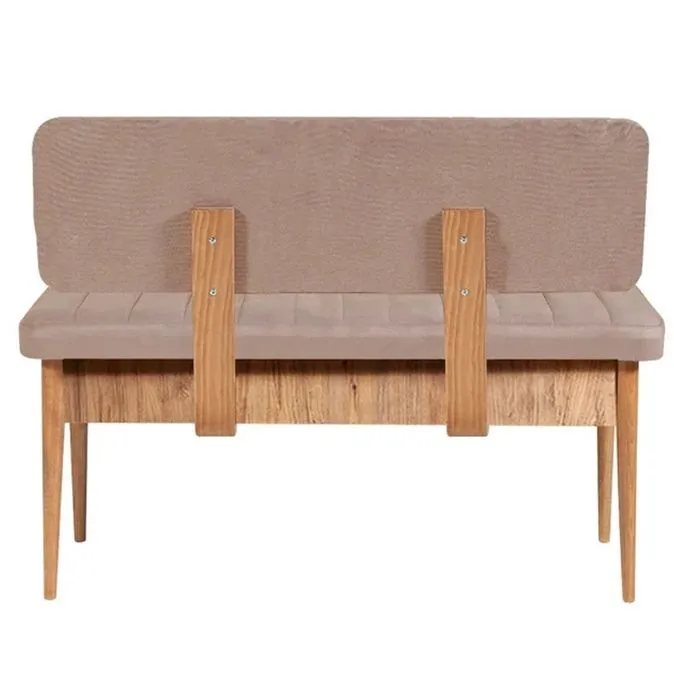 Panca imbottita con schienale L110cm Scamnum Legno trasparente e velluto Taupe