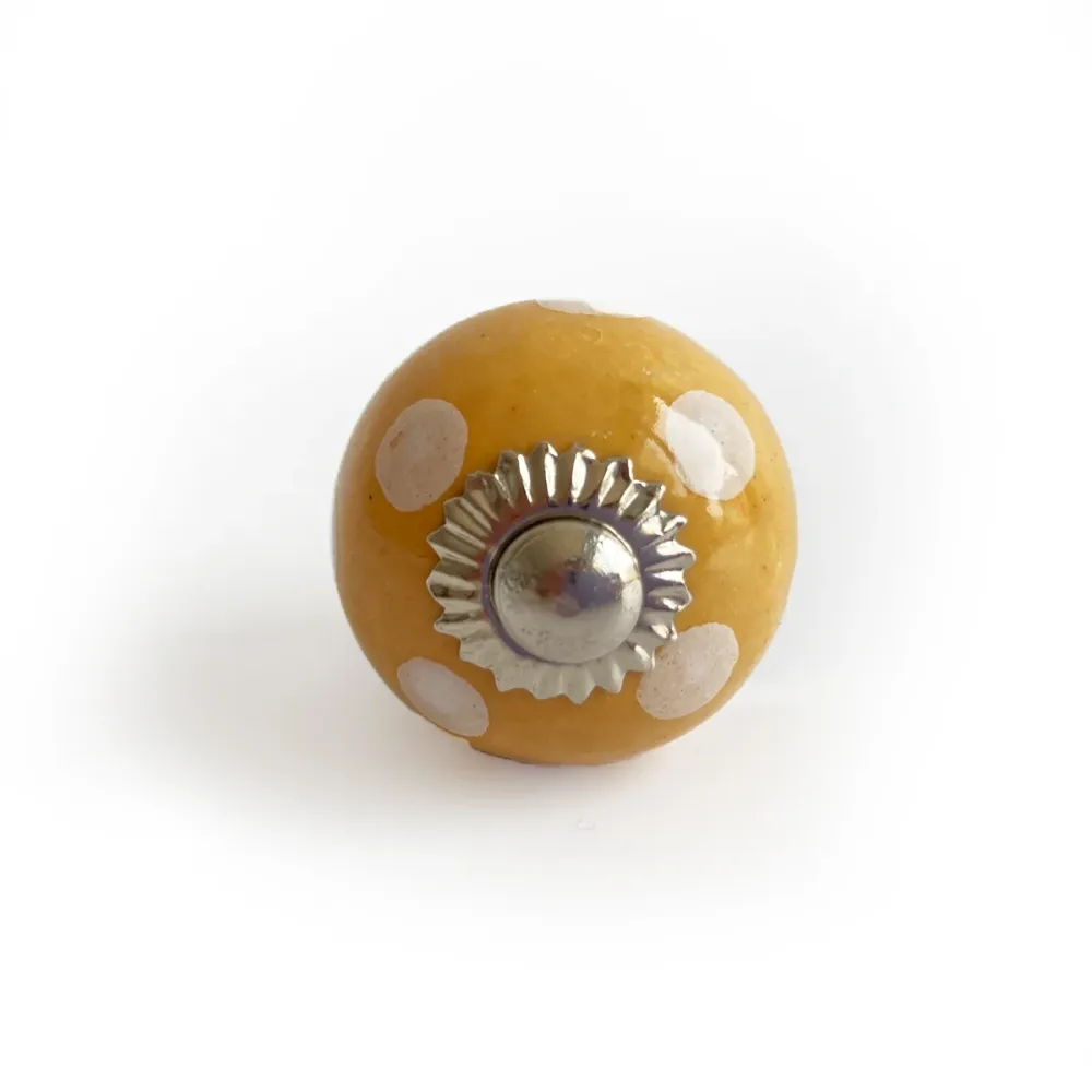 Pomo Redondo Amarillo con Lunares Blancos con Coperchio Tenuta