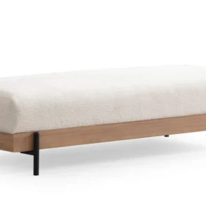 Premium da Giardino panca kamily L220cm Legno evidente e tessuto bouclette bianco