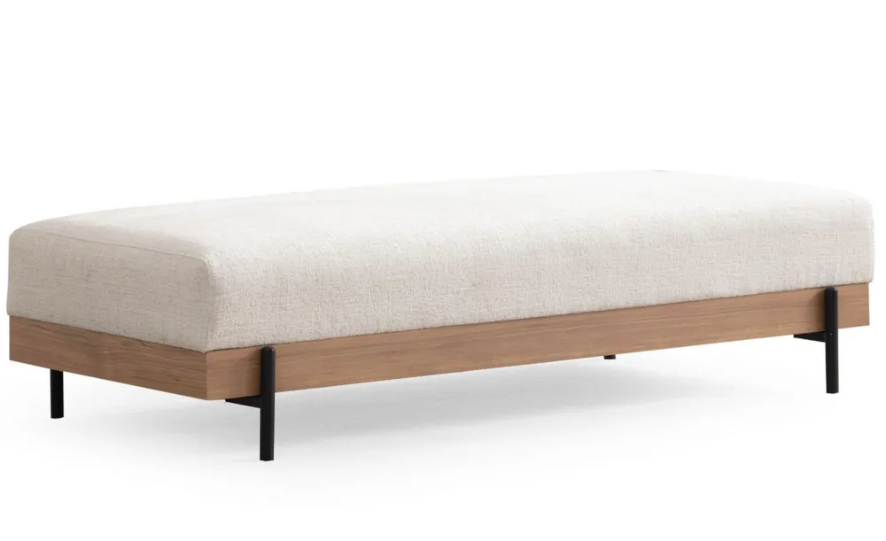 Premium da Giardino panca kamily L220cm Legno evidente e tessuto bouclette bianco