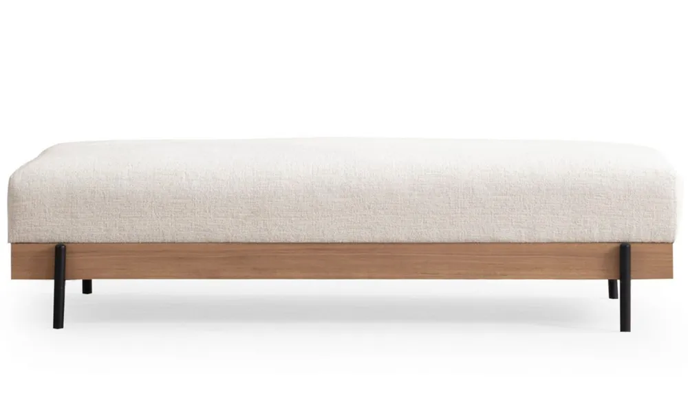 Premium da Giardino panca kamily L220cm Legno evidente e tessuto bouclette bianco