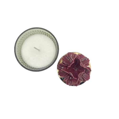 Premium da Giardino Pienne - Candela bicchiere con fiore mirto
