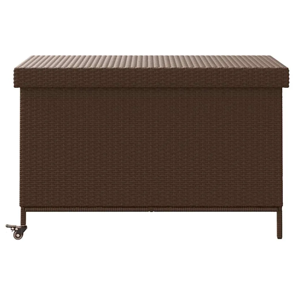 Robusto Impermeabile Contenitore da Giardino con Ruote Marrone Polyrattan