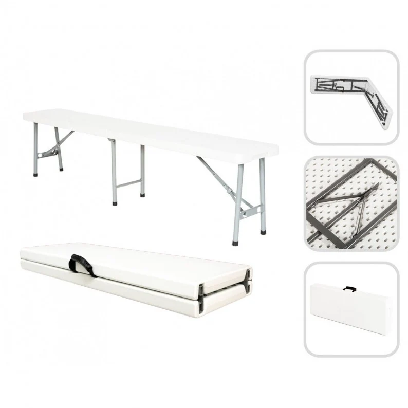 Robusto Impermeabile Panca Catering Pieghevole Bianca - Arredo Esterno