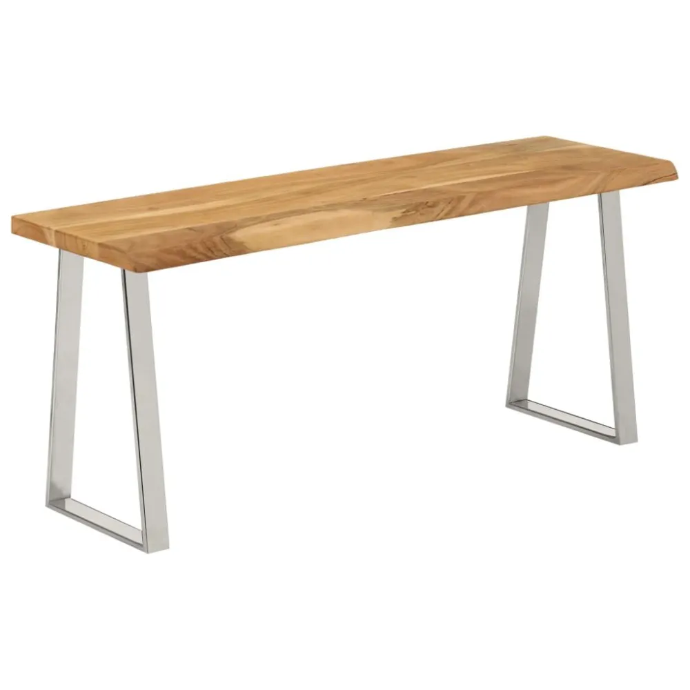Robusto Impermeabile Panca con Bordi Vivi 105 cm Legno Massello di Acacia