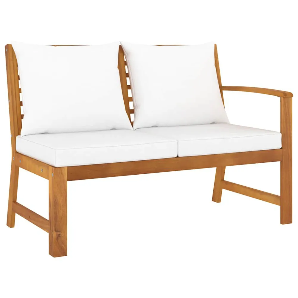 Robusto Impermeabile Panca da Giardino 114,5 cm con Cuscino Crema Massello di Acacia