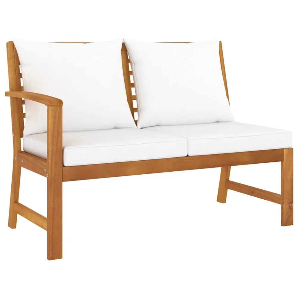 Robusto Impermeabile Panca da Giardino 114,5 cm con Cuscino Crema Legno di Acacia