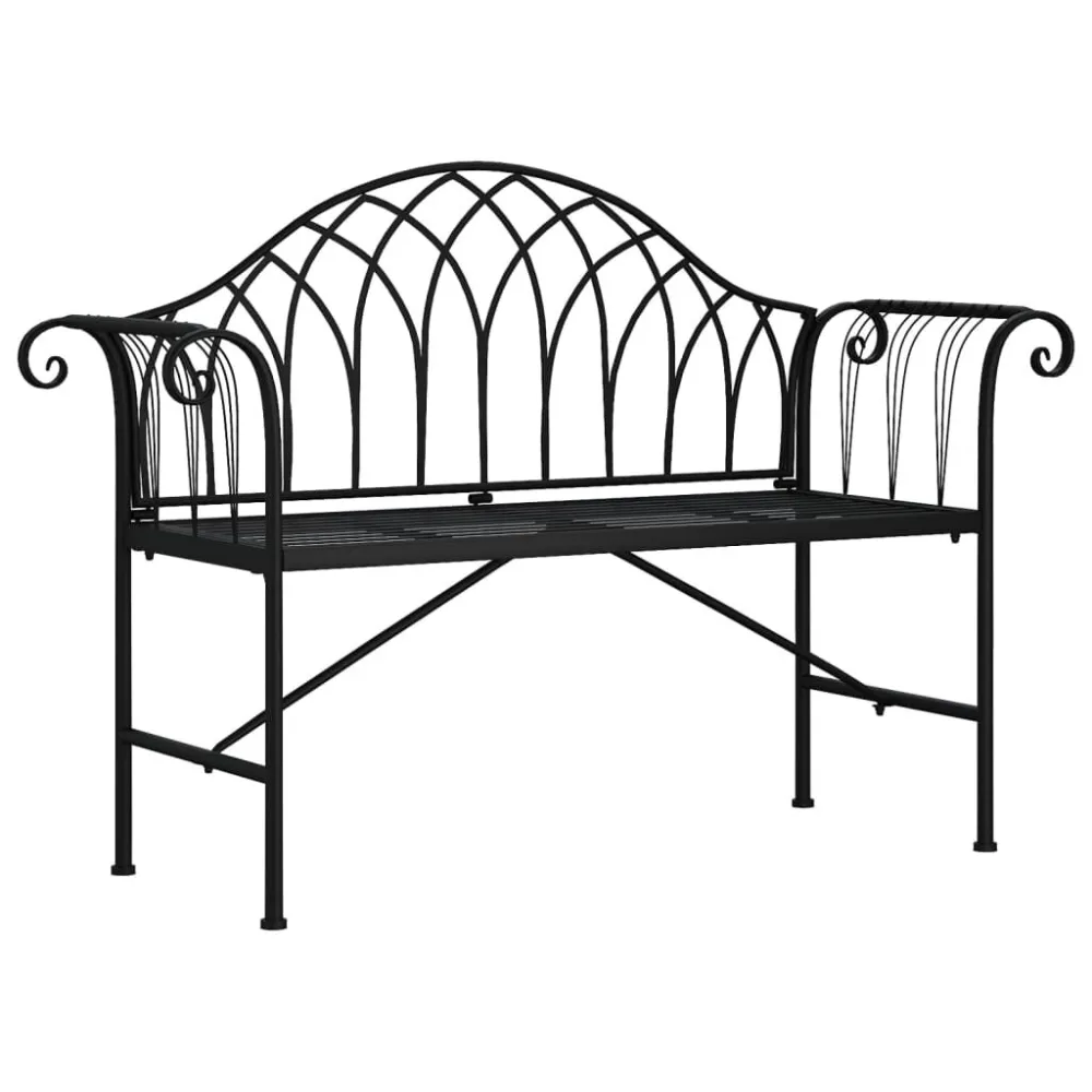 Robusto Impermeabile Panca da Giardino 2 Posti 128 cm Nera Acciaio