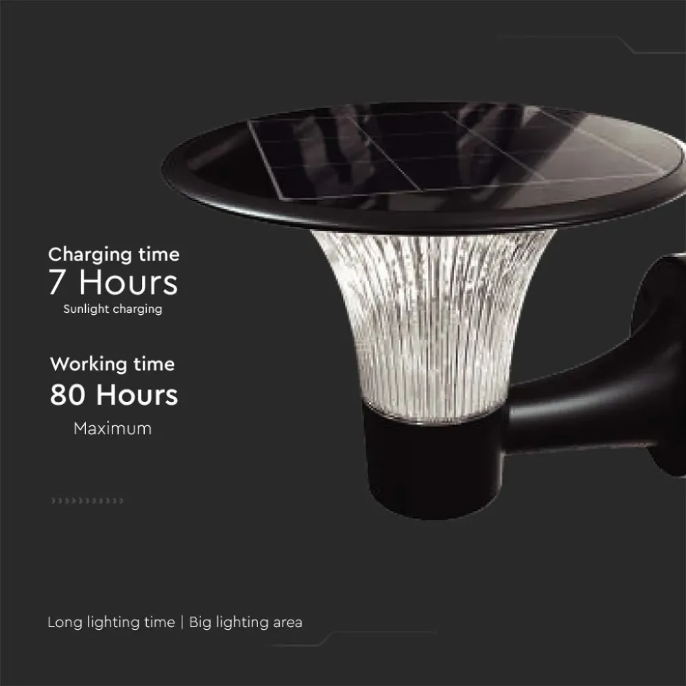 V-TAC Lampada LED 15W 1900lm da Muro con Pannello Solare e Batteria LiFePO4 3.2V + Sensore di Movimento Colore Nero CCT 40...