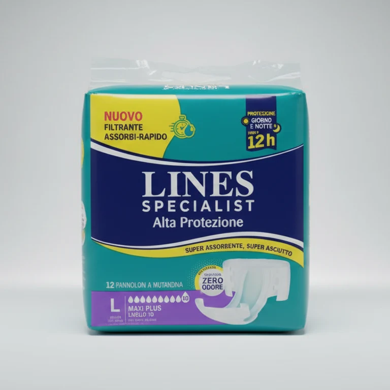 Lines Specialist Alta Protezione Maxi Plus M (70-110 cm) - Pannoloni Mutandina 12 Pezzi | Assorbenza 12h, Livello 10