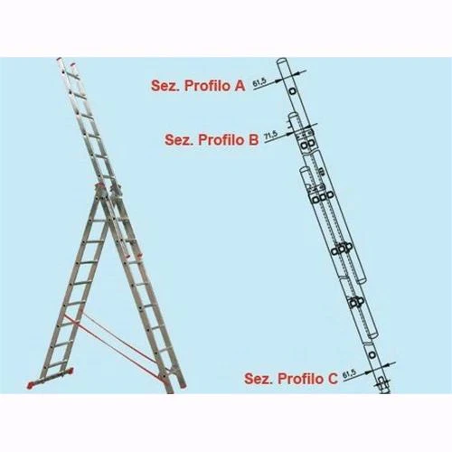 Scala Promo Step triplici alluminio - Gradini 3x9 - Kg. 13,4 - H max. mt. 5,29