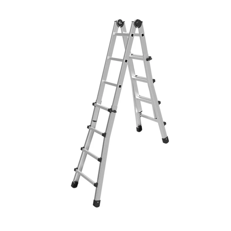 Scala telescopica Black alluminio 5 più 5 gradini altezza massima 5,2 mt