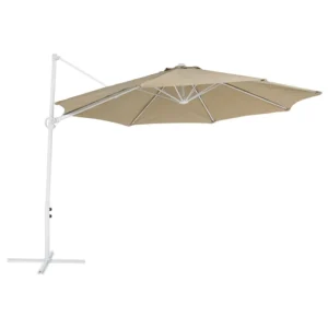 Cantilever Garden Parasol ⌀ 2.95 m Taupe and White SAVONA II