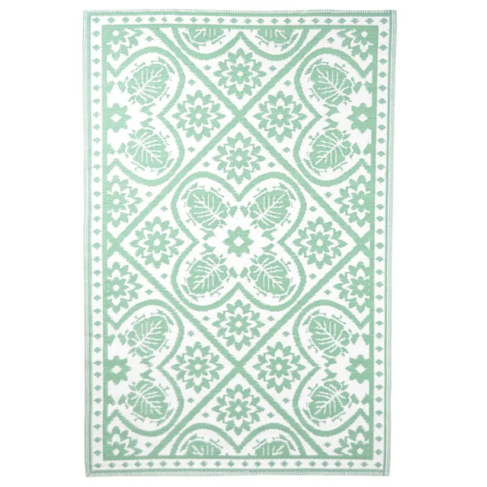 Esschert Design Tappeto da Esterno 182x122 cm Tessere Verde e Bianco