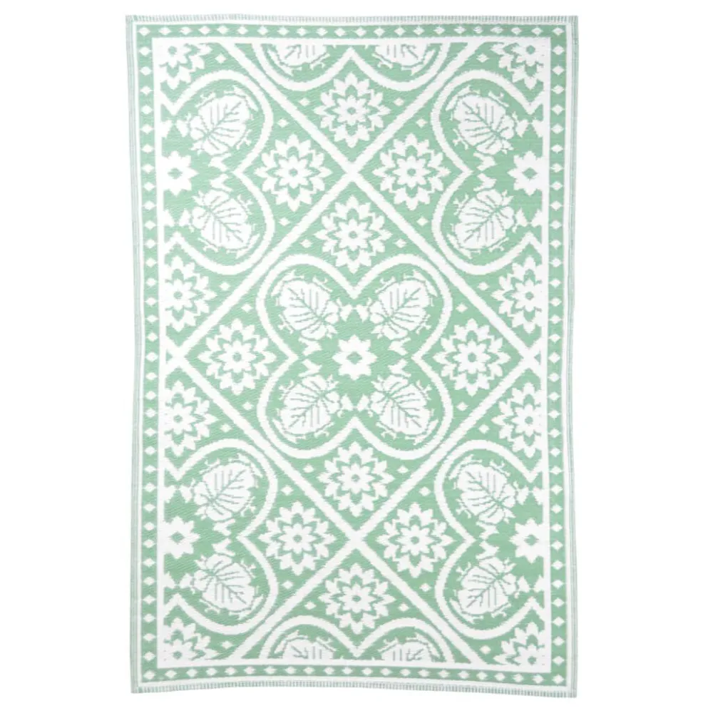 Esschert Design Tappeto da Esterno 182x122 cm Tessere Verde e Bianco