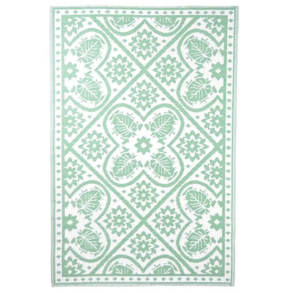 Esschert Design Tappeto da Esterno 182x122 cm Tessere Verde e Bianco