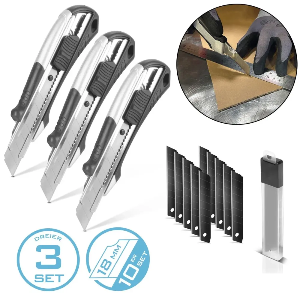 SEGGIORE CHIFE PREMIUM-CUTTRO PCM-182 ST 3 SET CONTRO BARE DI ABRRAGE 18 MM CUTTER PROFI | Coltello da tappeto | Coltello...