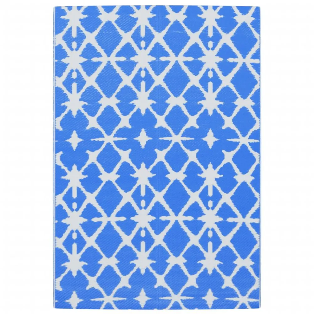 Tappeto da Esterno ARAKIL Blu e Bianco 140x200 cm PP