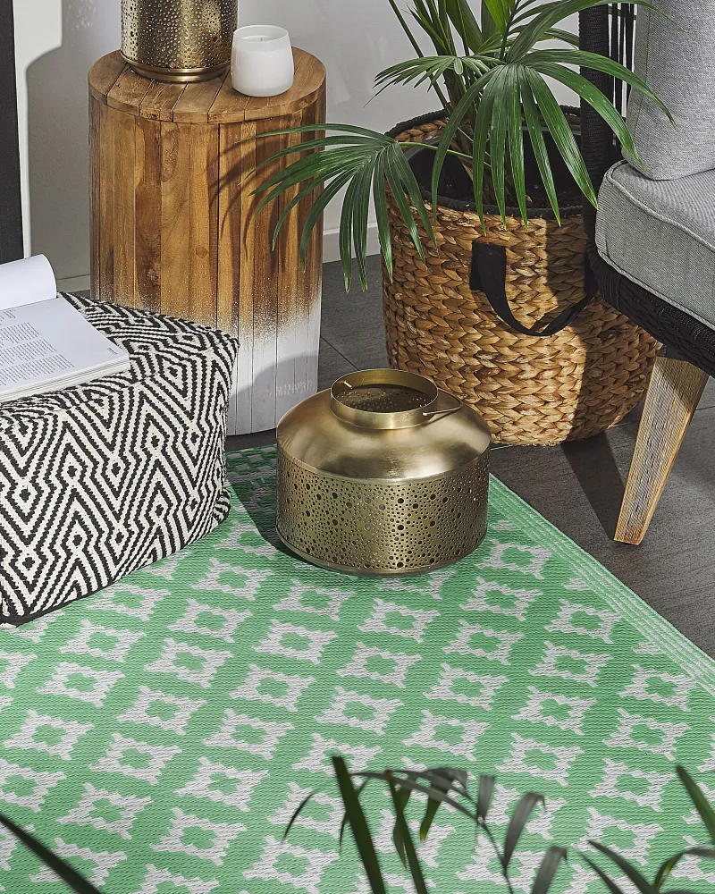 Tappeto da esterno con forme geometriche 120 x 180 cm verde trasparente THANE