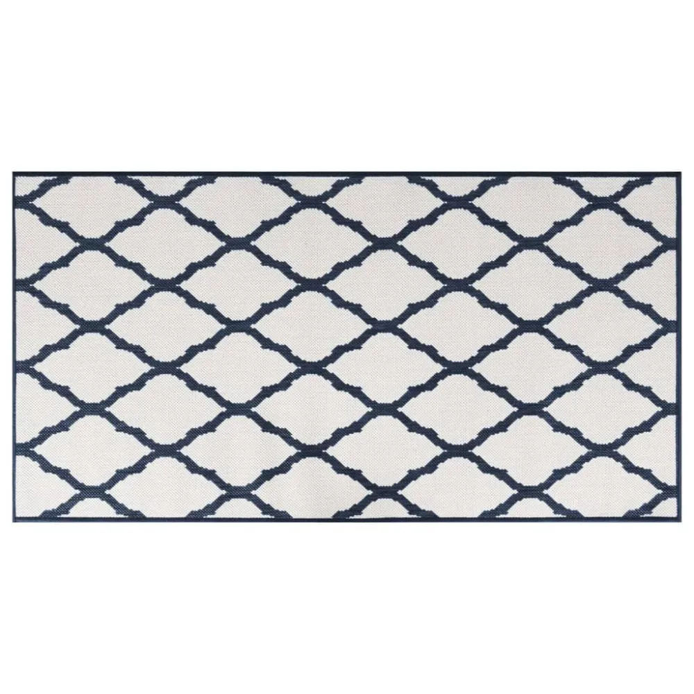Tappeto da Esterno Navy e Bianco 80x150 cm Design Reversibile