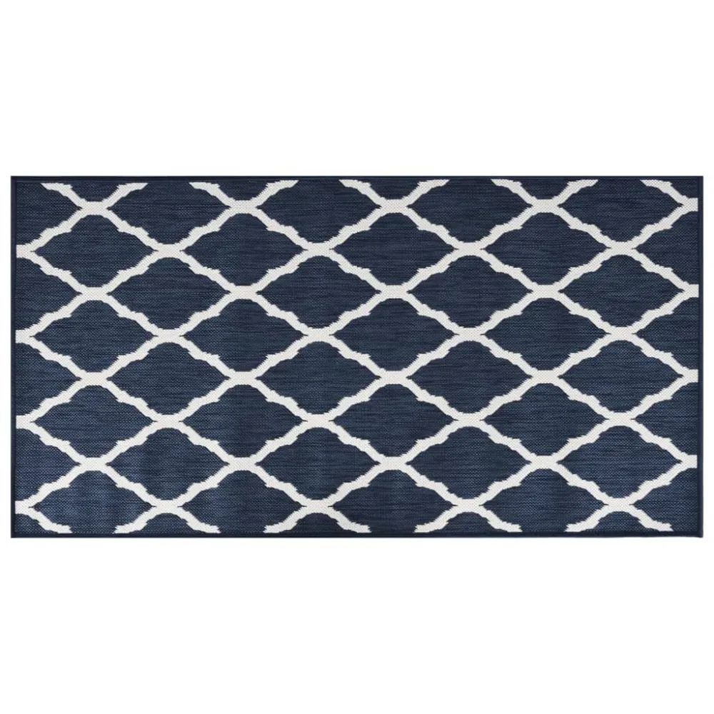 Tappeto da Esterno Navy e Bianco 80x150 cm Design Reversibile