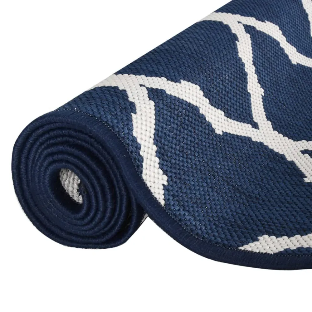 Tappeto da Esterno Navy e Bianco 80x150 cm Design Reversibile
