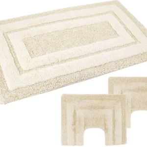 PHP Parure 3pz tappeti bagno Sirio antiscivolo 1 da 50x80 2 da 40x40 Farina