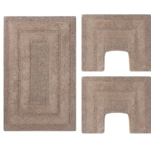 PHP Parure 3pz tappeti bagno Sirio antiscivolo 1 da 50x80 2 da 40x40 Lino