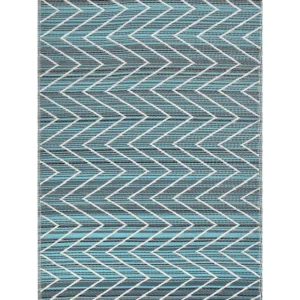 Tappeto da esterno blu con motivo zig zag 120 x 180 cm BALOTRA con 50 Pezzi Inclusi