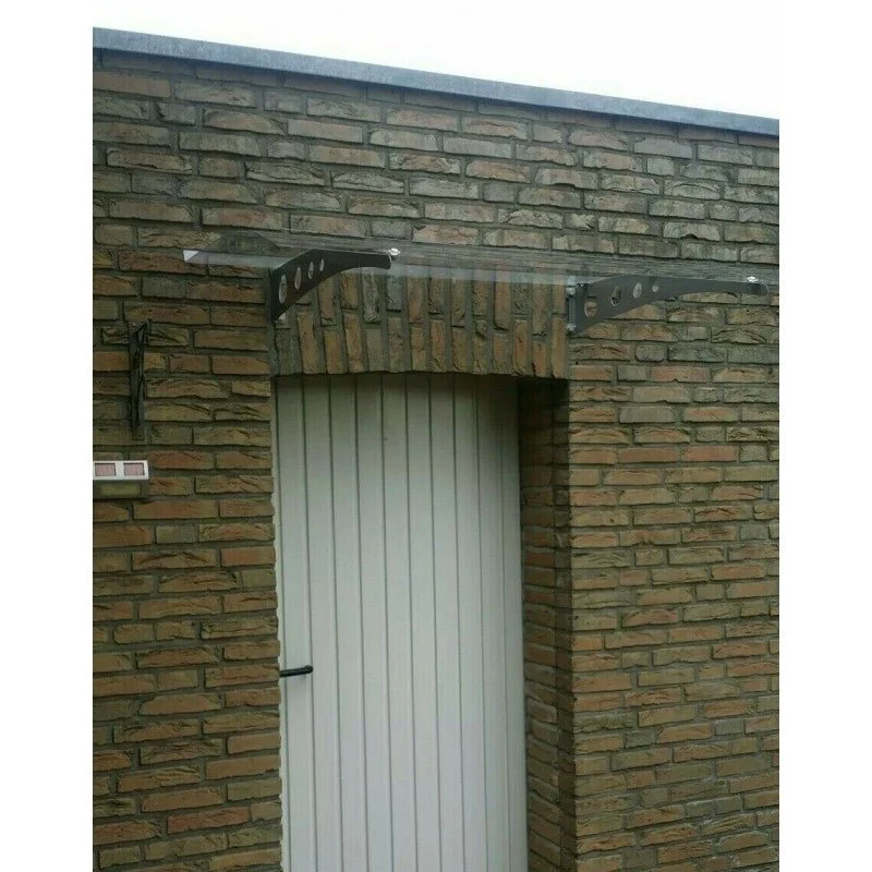 Pensilina Trasparente da Esterno 140x90 cm Policarbonato con Supporti Acciaio