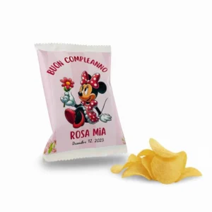 Carpe Diem Shop Sacchetti di Patatine Personalizzabili, Kit Party per Compleanno, 10 Bustine da 25g, Tema Disney Minnie, R...