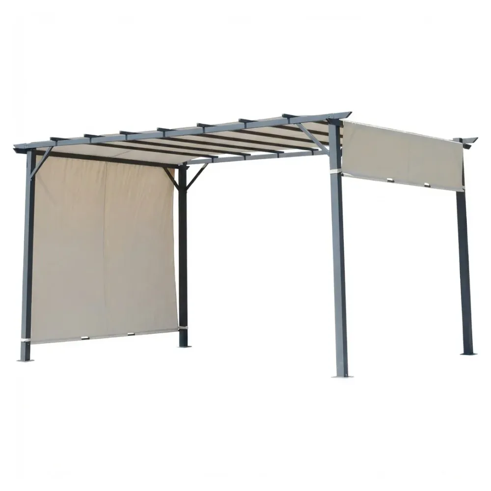 Pergola Cairo Domus 3x4 m Acciaio Verniciato Telo Impermeabile Ecrù