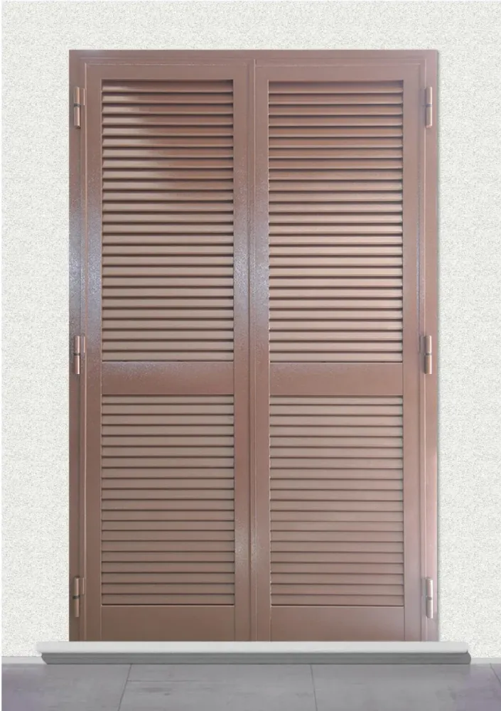 Persiana Blindata Portafinestra stecca fissa telaio 1 anta 92x202 con cilindro e maniglia passante + Defender esterno