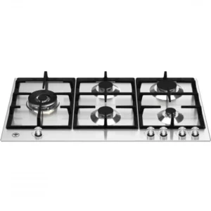 Ⓜ️🔵🔵🔵 LA GERMANIA P905LLAGX - Piano Cottura Gas, Acciaio Inox, 5 Fuochi, Dual Wok Laterale, Serie Futura, 90 cm, Incasso