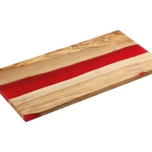 Piatto da portata ZASSENHAUS oliva/resina rosso 45x22x1,5 cm
