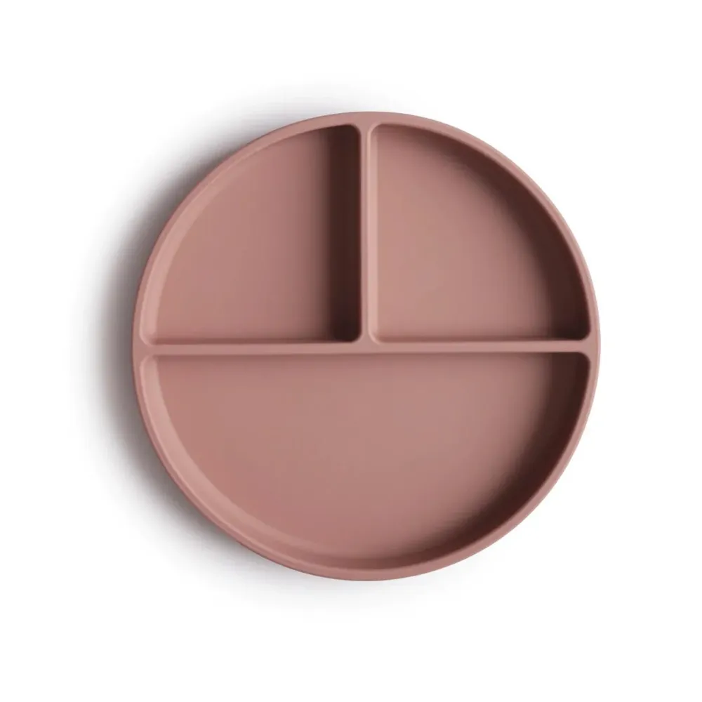 Mushie - Piatto silicone con ventosa Cloudy Mauve