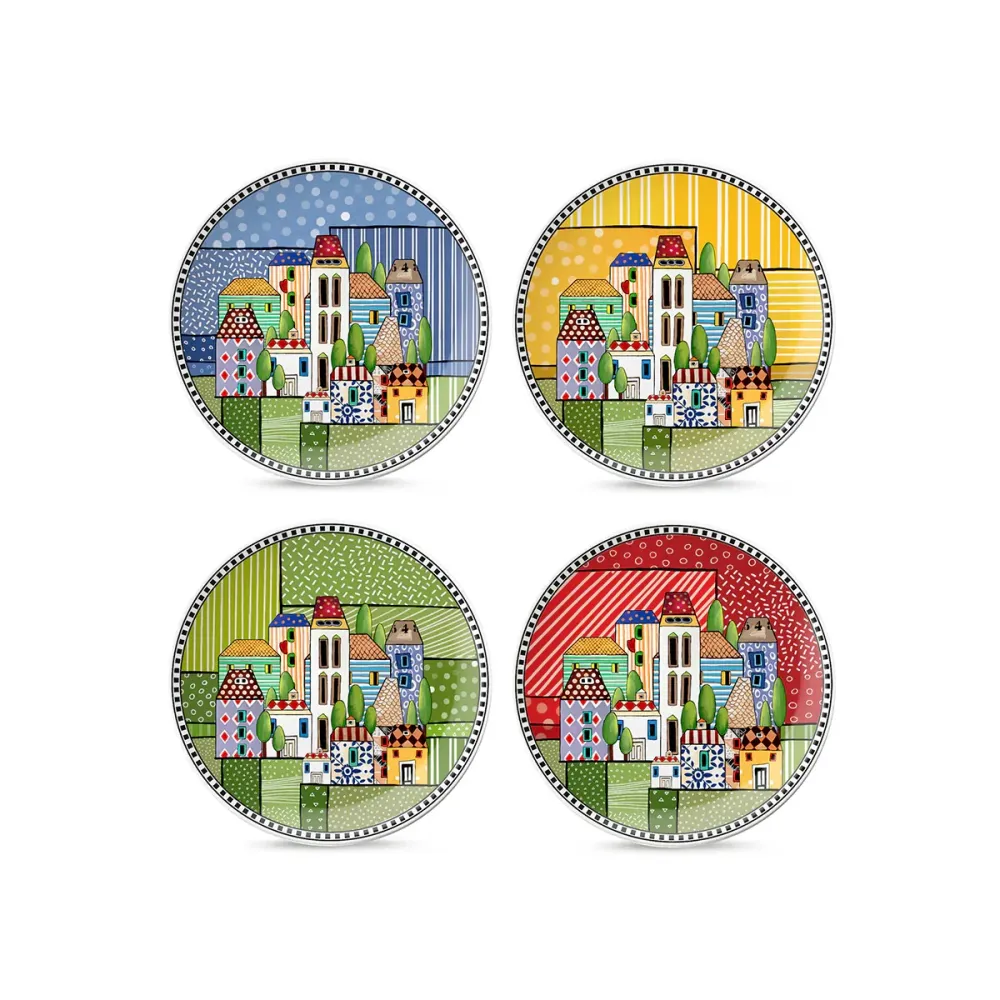 Set 4 Piatti da Dessert "Paese Mio" Egan Italy