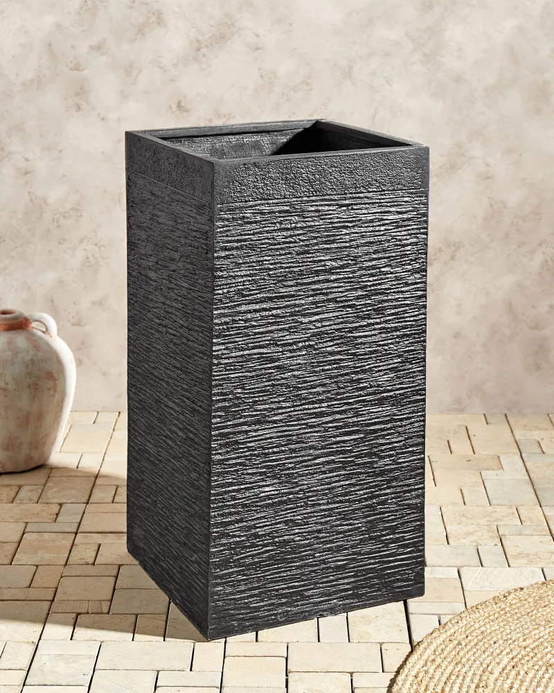 Plant Pot Fibre Clay Nero notte 40 x 40 x 77 cm DION