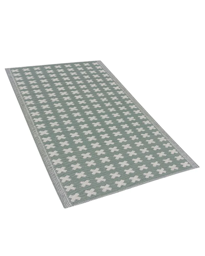 Tappeto da esterno verde con motivo geometrico 90 x 180 cm ROHTAK