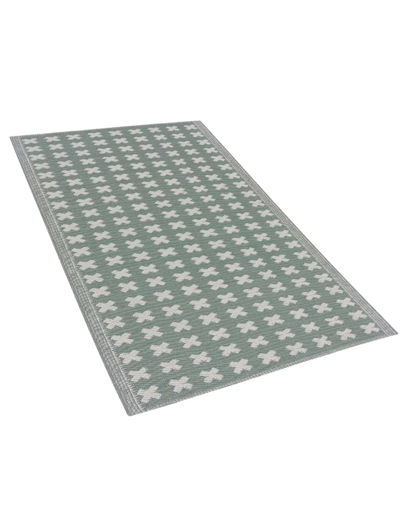 Tappeto da esterno verde con motivo geometrico 90 x 180 cm ROHTAK