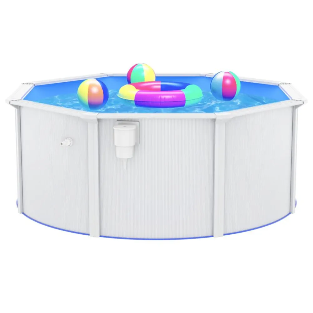 Piscina con Pareti Acciaio 300x120 cm Bianca per Famiglie