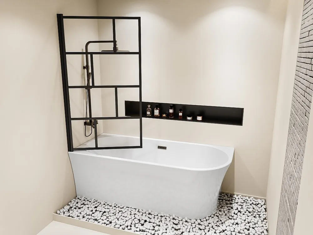Vasca da bagno doccia con parete per vasca girevole 201l Angolo sinistra PONTICOLA | Resistente ai Raggi UV |