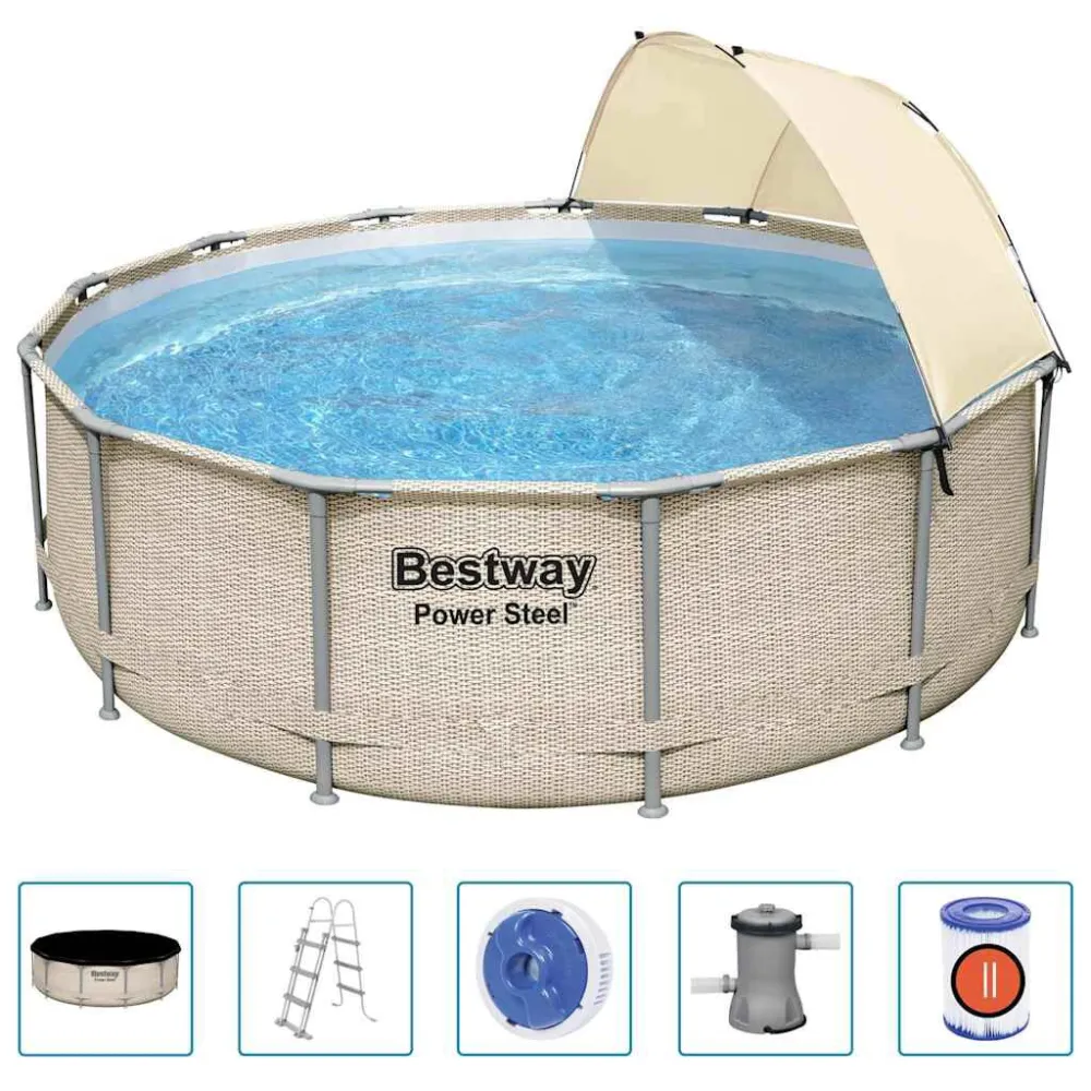 Bestway Set Piscina con Tettoia Power acciaio 396x107 cm