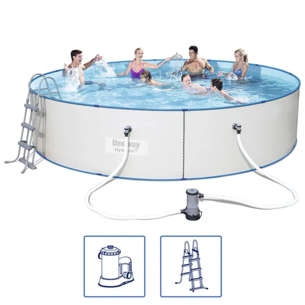 Bestway Set Piscina Rotonda Hydrium Telaio Acciaio 460x90 cm con Scala di Accesso