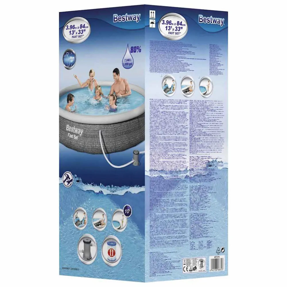 Bestway Set Piscina Gonfiabile con Pompa Veloce Set 196x84 cm