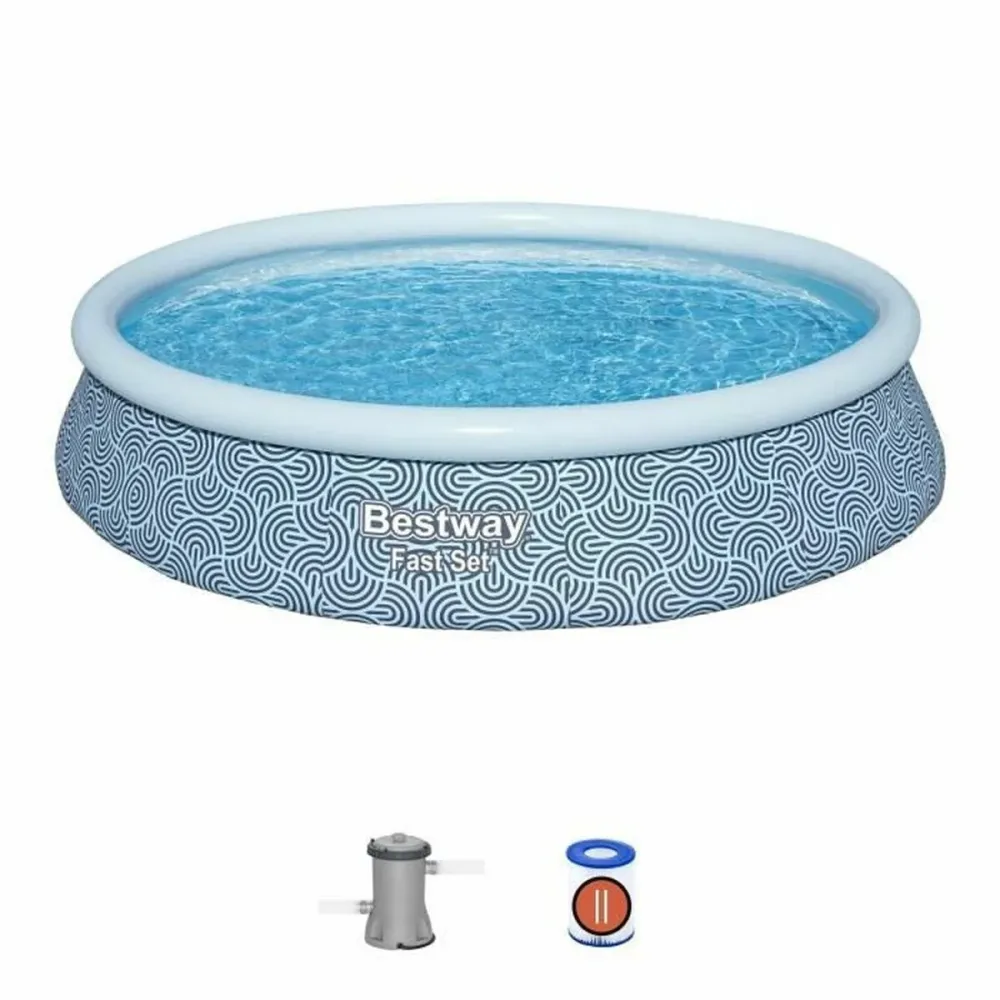Piscina Gonfiabile Bestway Azzurro 396 x 84 cm con Copertura di Sicurezza