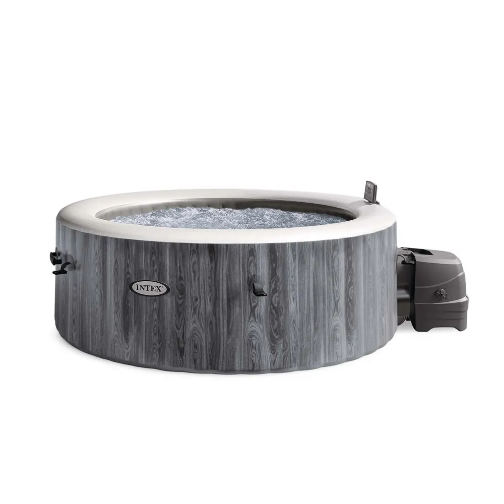 INTEX - Spa Idromassaggio PureSpa™ Greywood Deluxe™ 6 Posti Grigio Effetto Legno - altezza 71 cm diametro 216 cm
